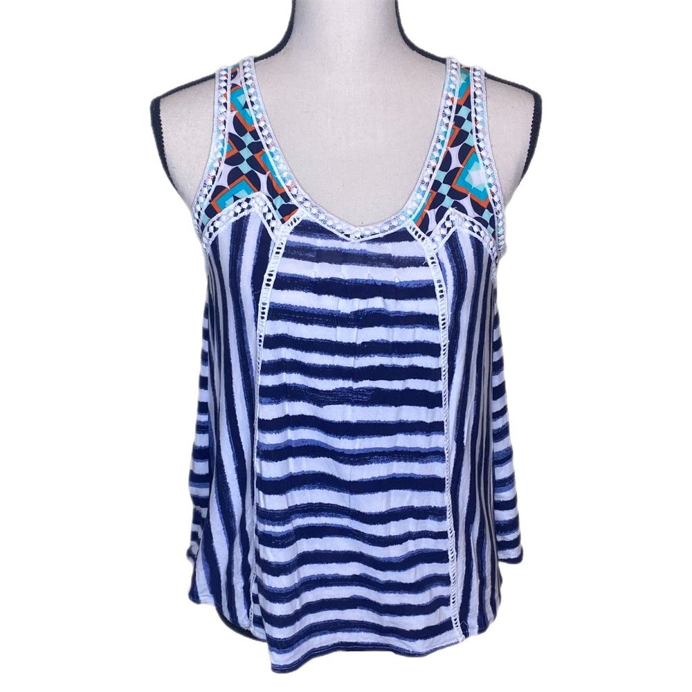 Crown & Ivy Petite Sleeveless Striped & Patterned Pullover Top